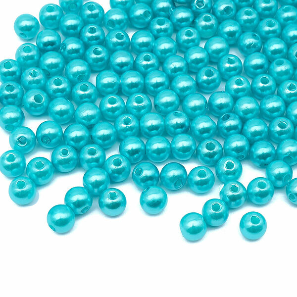 MH.КР.06 Бусины пластиковые, 'жемчуг', цветные, круглые, 6мм, 25гр, Astra&Craft(MH.КР.06.099.02 яр.бирюзовый)