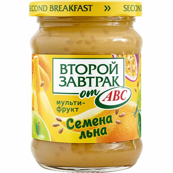 Десерт фруктово-злаковый Второй завтрак от ABC мультифруктовый, с семенами льна