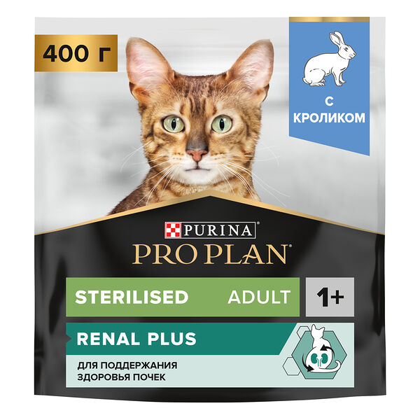 Сухой корм PRO PLAN® Sterilised Adult RENAL PLUS для взрослых стерилизованных кошек, с кроликом 400 г