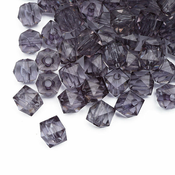 MG.3245 Бусины пластиковые, акрил, прозрач. в цвете, граненый куб, 10мм, 50гр, Astra&Craft(MG.3245-20 серый)