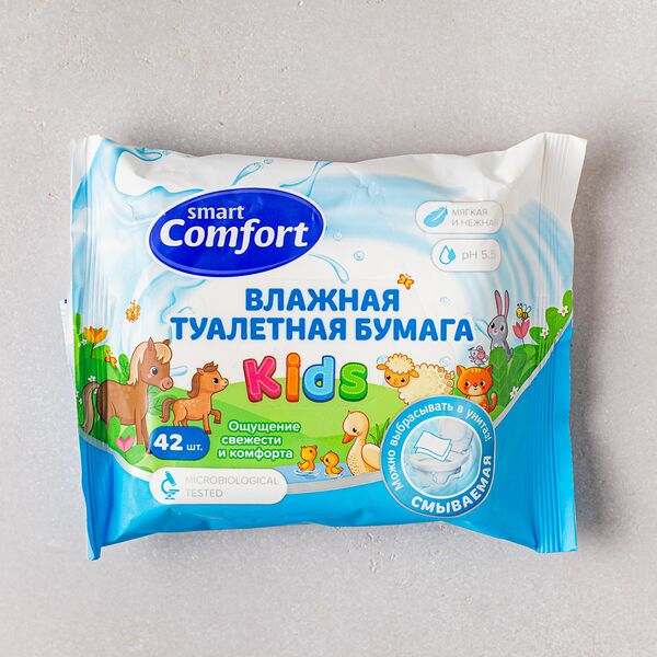 Туалетная бумага влажная Comfort smart KIDS с ромашкой, 42 шт