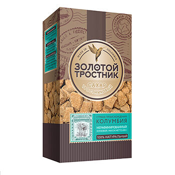 Сахар тростниковый Золотой тростник кусковой нерафинированный коричневый 450 г Россия
