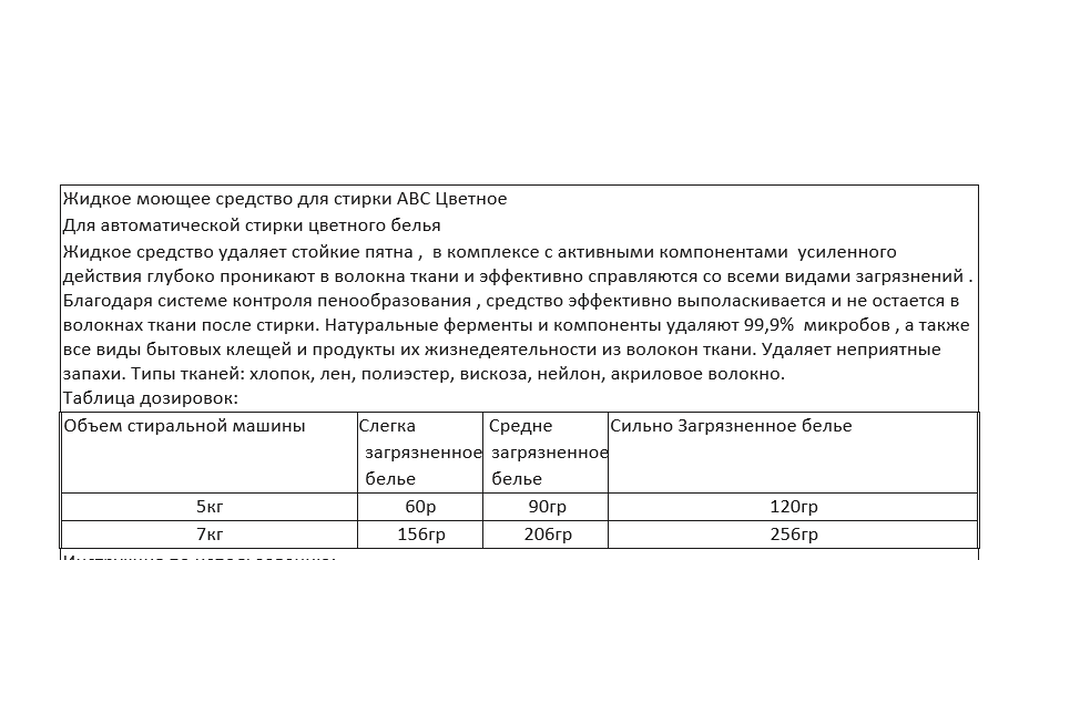 

Гель для стирки АВС для цветного белья 1500 мл