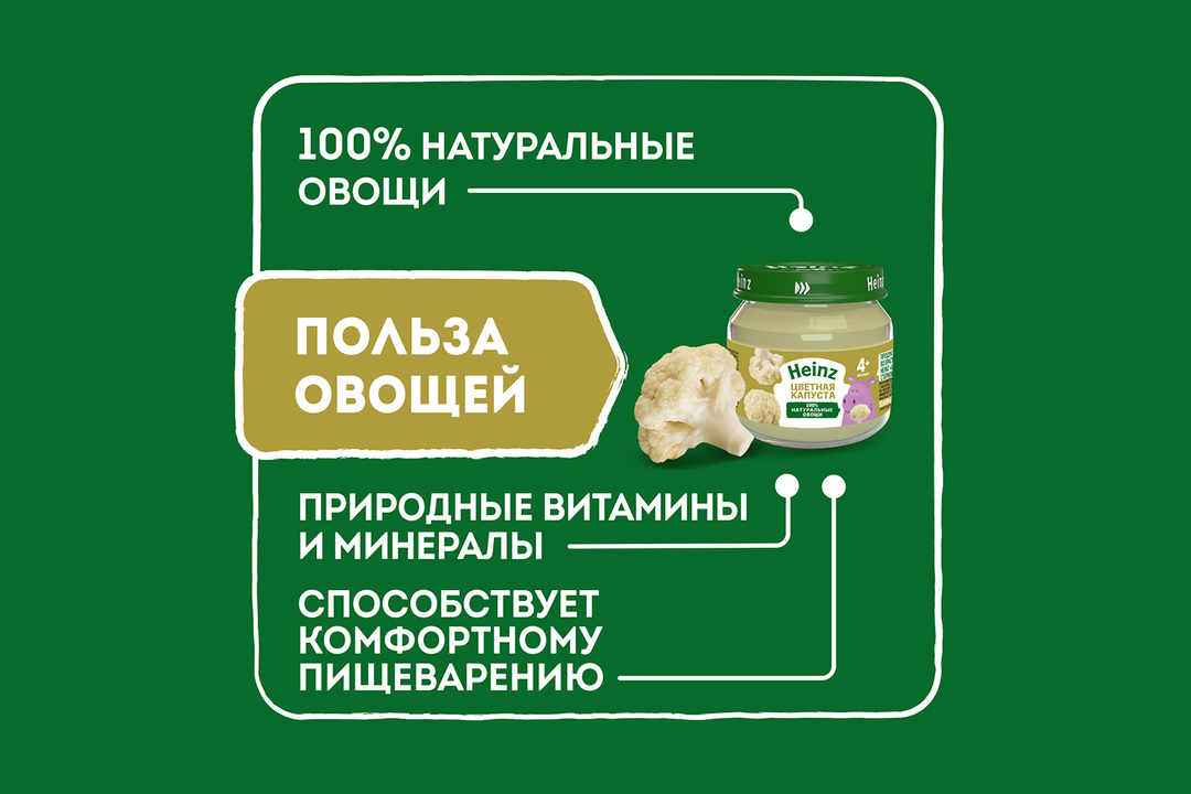 

Пюре Heinz из цветной капусты с 4 месяцев 80 г