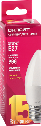 

Лампа светодиодная Онлайт свеча 15 Вт E27 теплый свет