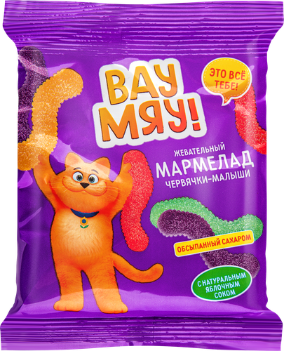 

Мармелад жевательный Вау Мяу! Червячки-малыши обсыпанные сахаром 70 г