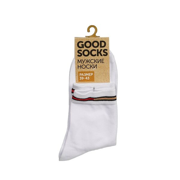 Мужские однотонные носки Good Socks Цветная полоска Белый р.39-43