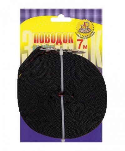 Зооник поводок капроновый карабин импортный 7 м. х 25 мм.
