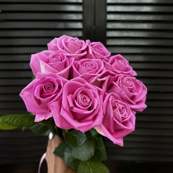 Букет из 9 розовых роз 50 см