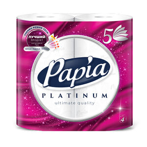 Туалетная бумага PAPIA PURE&SOFT Белая 5 слоёв 4 рулона Россия