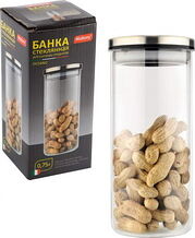 Стеклянная банка для сыпучих продуктов с крышкой из нерж стали, OCEANO, объем: 0,75 л