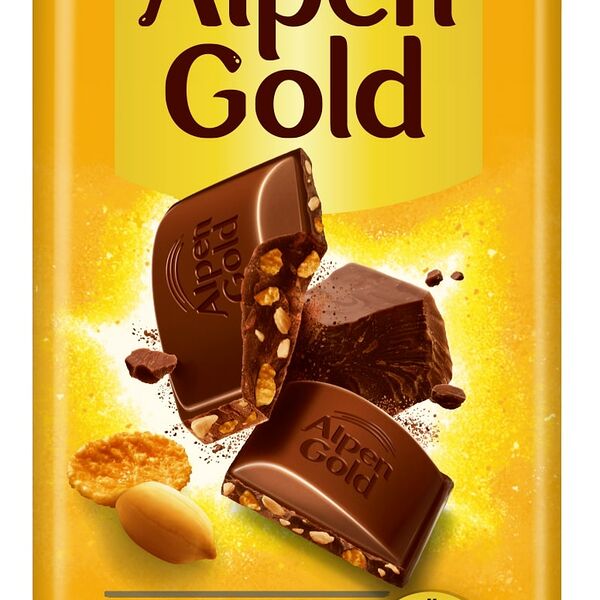 Шоколад Alpen Gold молочный с арахисом и кукурузными хлопьями 85 г
