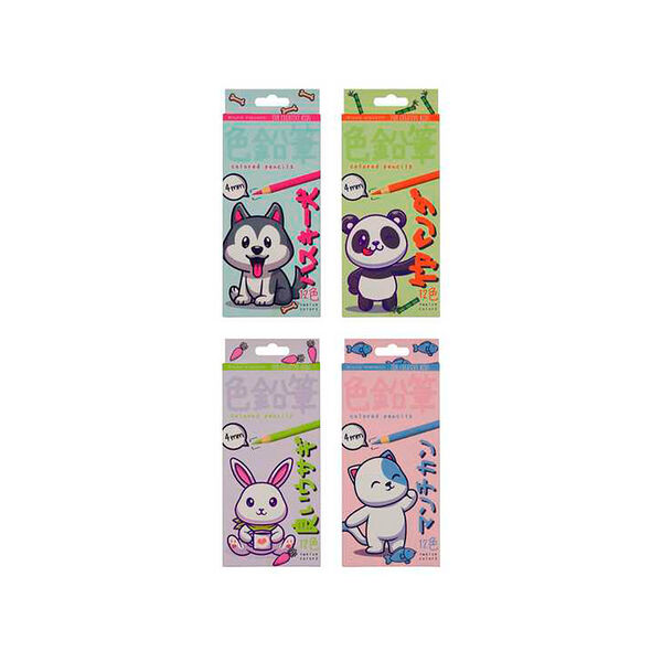 Карандаши Bruno Visconti  12цв Kawali animals пластик кругл  4 вида в картонной уп арт30-0127