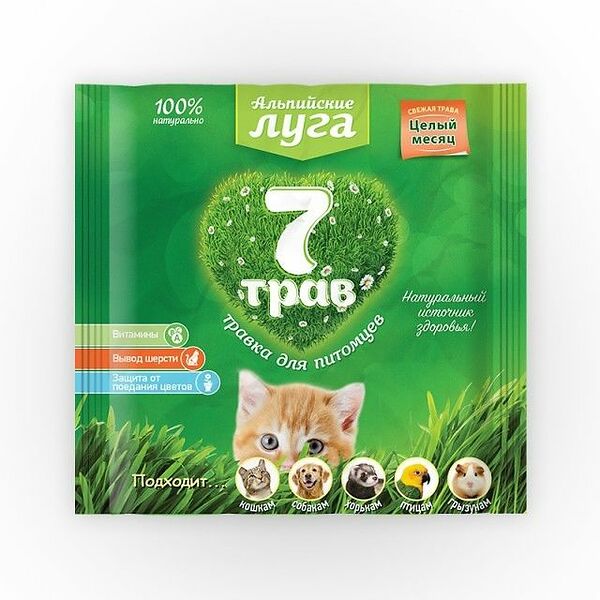 Травка для кошек универсальная 7 трав ТМ Альпийские луга 100 г