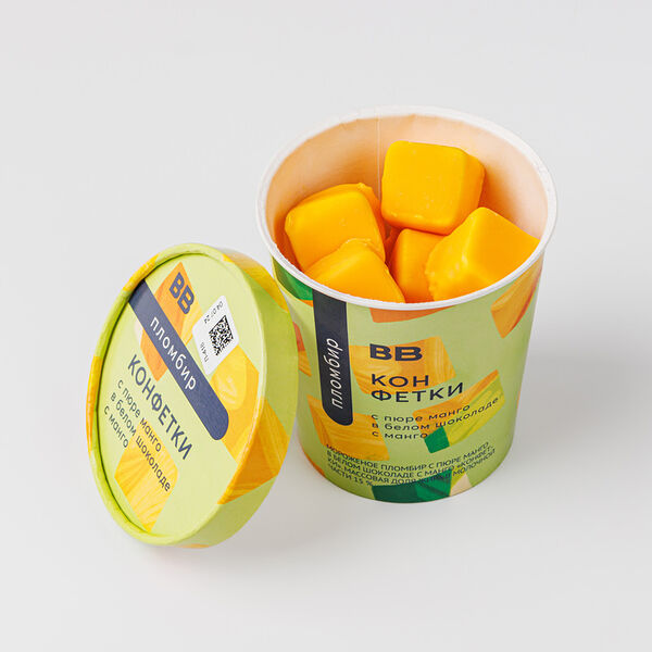 Пломбир с пюре манго в белом шоколаде с манго 