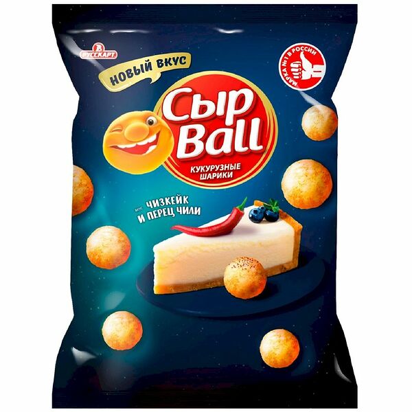Шарики СырBall кукурузные со вкусом чизкейк и перец чили, 100г