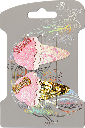 

Зажим для волос B&H Мороженки, нежно-розовый, золото, 2шт