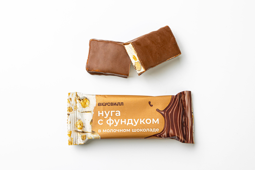 

Нуга ВкусВилл с фундуком в молочном шоколаде 45г