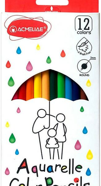 Набор акварельных карандашей Acmeliae 12 цветов + кисточка в ассортименте