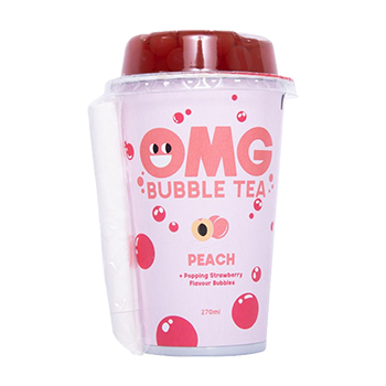 

Напиток с экстрактом чая Omg Bubble Tea со вкусом персика и пузырьками со вкусом клубники 270 мл