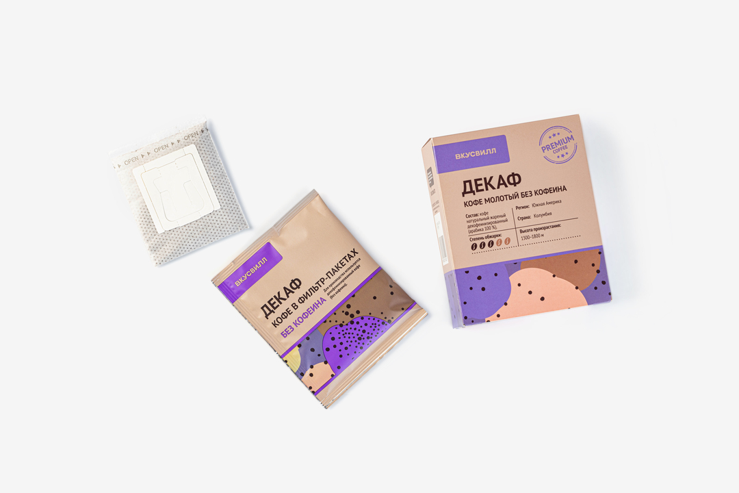 

Кофе ВкусВилл Декаф 100% Арабика в фильтр-пакетах 6 шт, 66 г