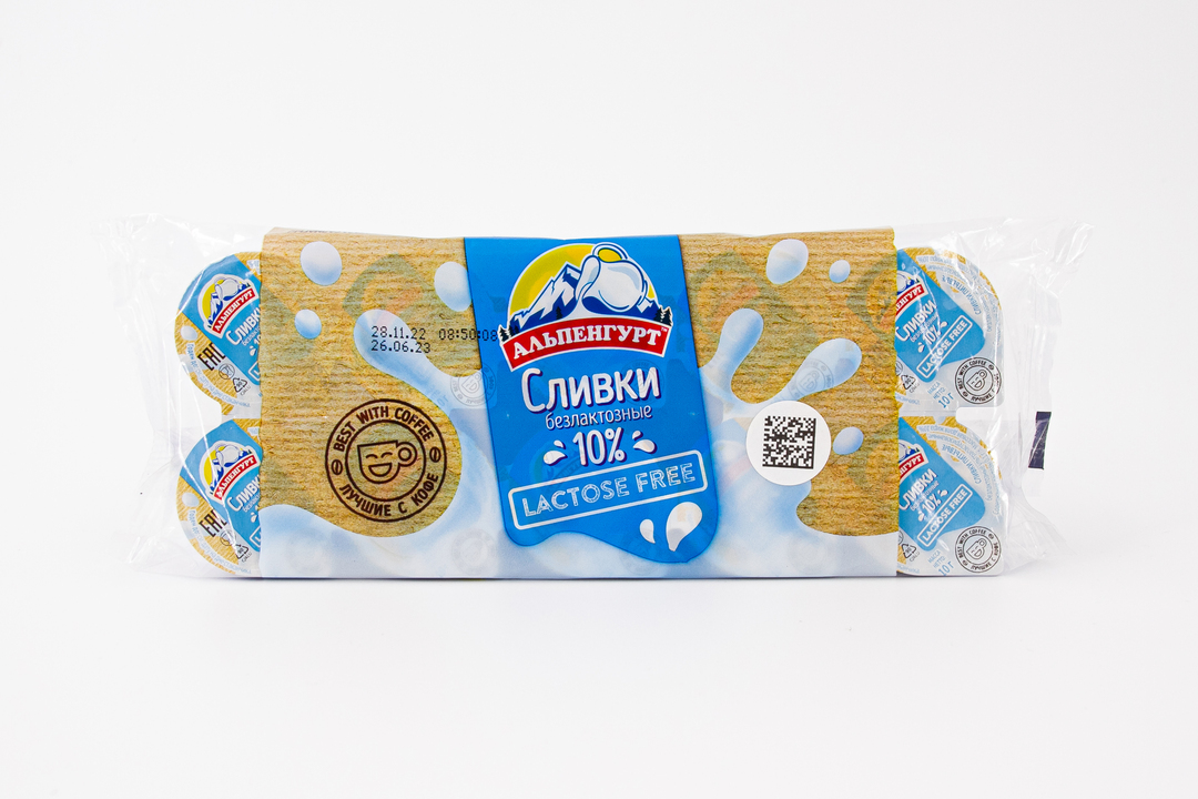 

Сливки Альпенгурт безлактозные порционные 10% 10 мл 10 шт