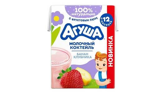 Коктейль молочный Агуша банан-клубника, 190мл