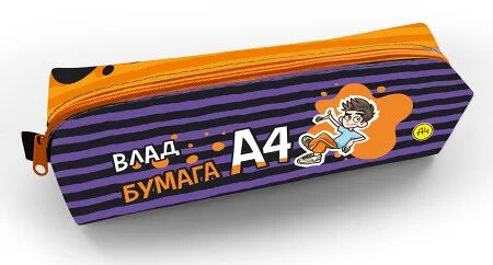 Пенал на молнии мягкий Hatber дизайн в ассортименте, 210×50×60 мм