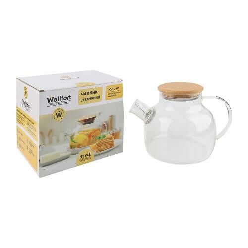 Чайник Wellfort Style заварочный с бамбуковой крышкой 1 л