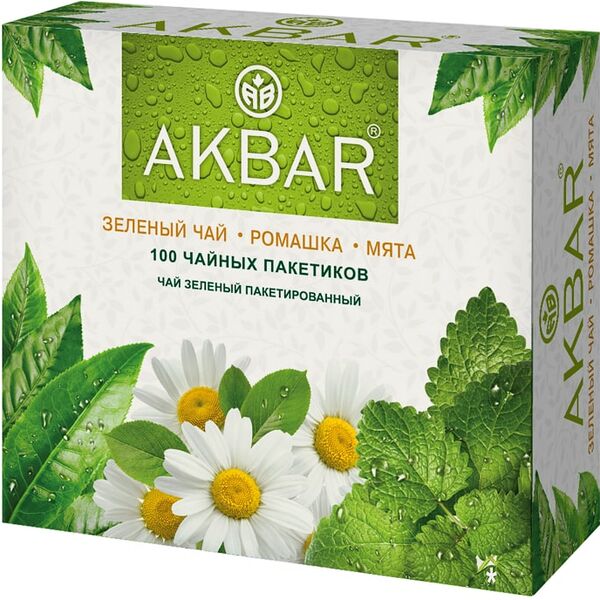 Чай зеленый Akbar Ромашка-Мята 100*1.5г