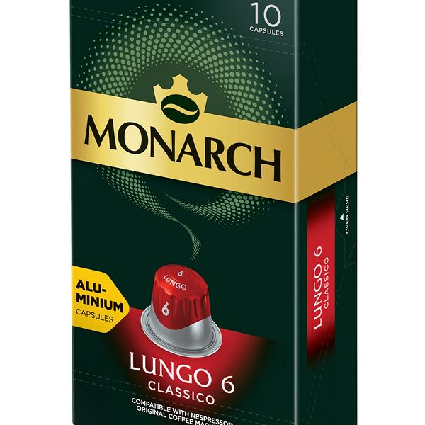 Кофе Monarch Lungo 6 Classico молотый в капсулах 5.2 г x 10 шт