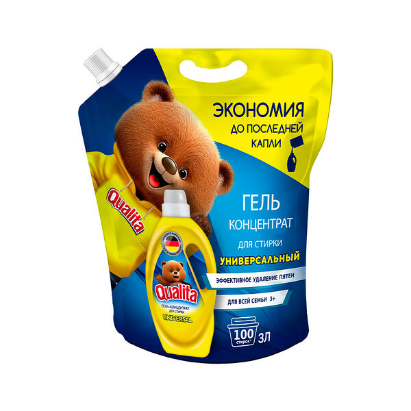 Гель-концентрат д/стирки универс Qualita новая формула дой-пак 1л