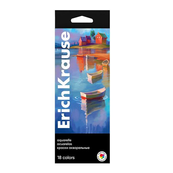 Краски акварельные Erich Krause Art Spirit с увеличенными кюветами 18 цветов