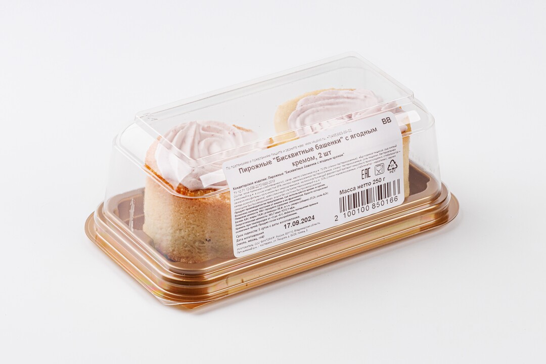 

Пирожные Бисквитные башенки с ягодным кремом 2 шт. 250 г