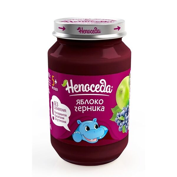 Пюре фруктово-ягодное Непоседа яблоко и черника с 5 месяцев