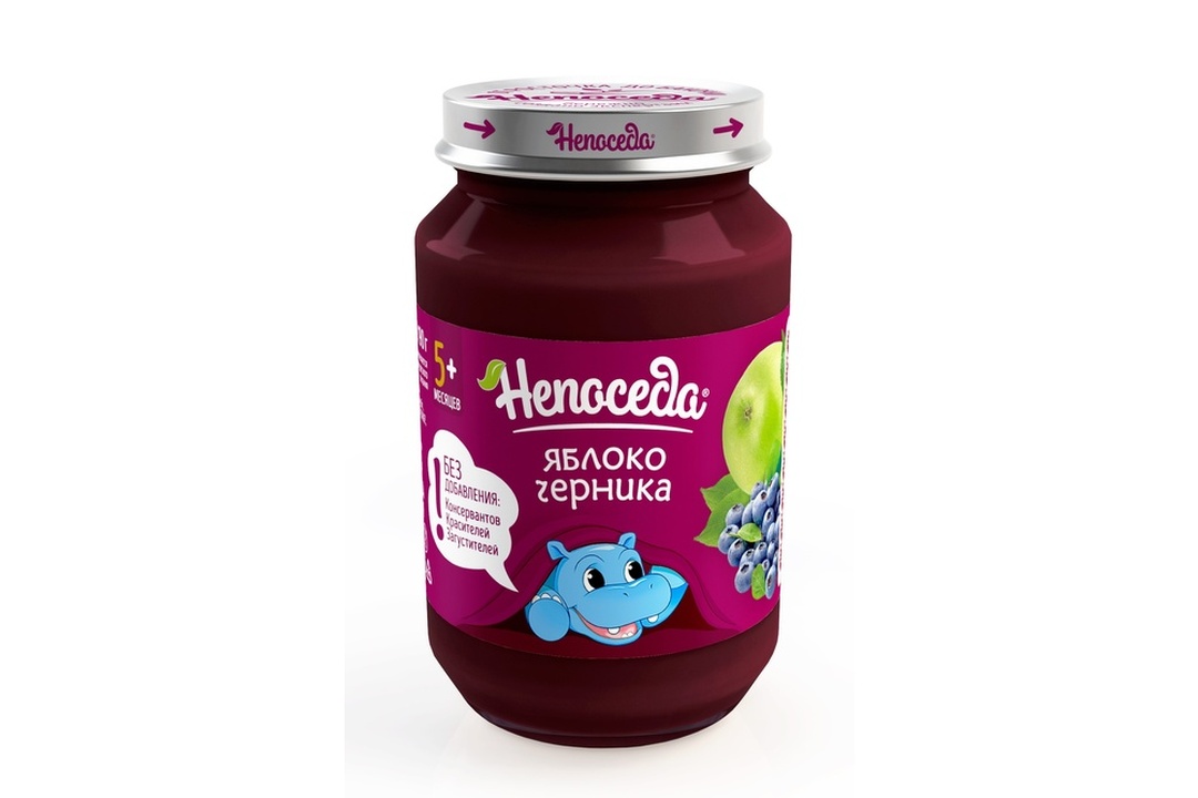 

Пюре фруктово-ягодное Непоседа яблоко и черника с 5 месяцев 185 г