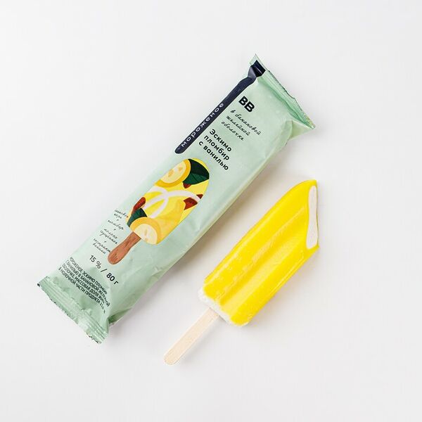 Эскимо ВкусВилл пломбир с ванилью в банановой желейной оболочке 80 г