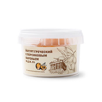 Йогурт Греческий Воробьева с персиковым вареньем 5% 200г, Россия