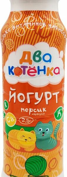 Йогурт Два котенка Персик-маракуйя 2.5% 250г
