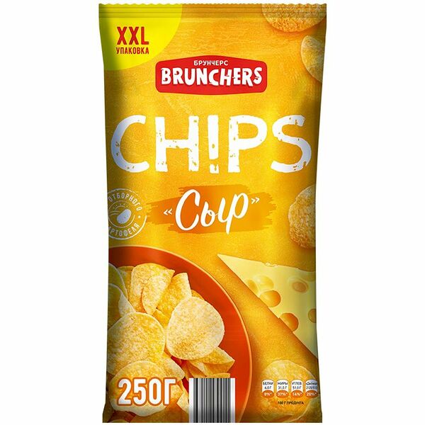 Чипсы Brunchers из натурального картофеля со вкусом сыра 250г