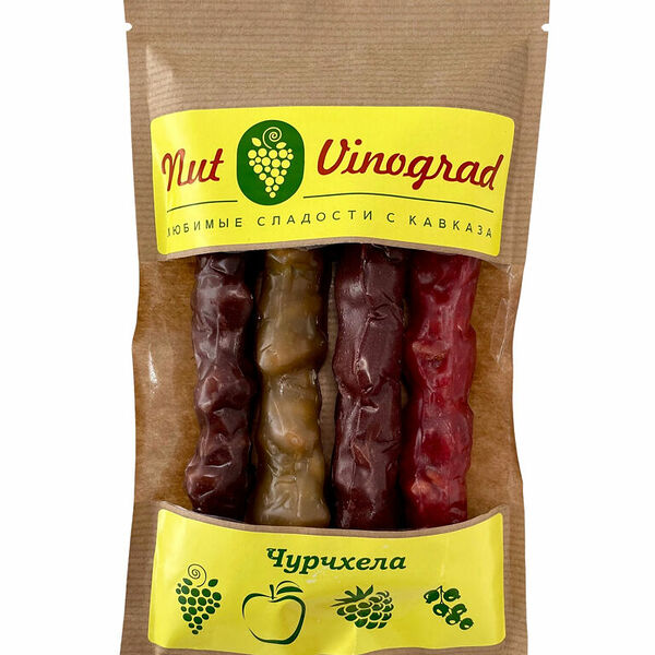 Чурчхела NUT VINOGRAD Ассорти, виноград, яблоко, малина и черная смородина с грецким орехом, 180г