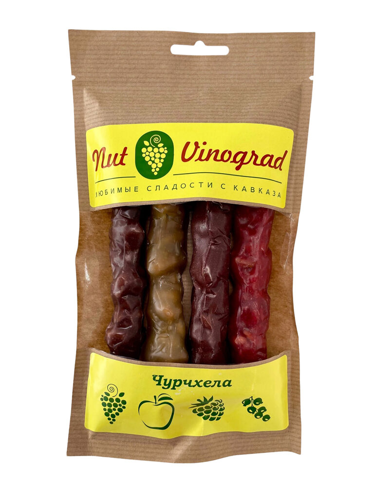 

Чурчхела NUT VINOGRAD Ассорти, виноград, яблоко, малина и черная смородина с грецким орехом, 180г