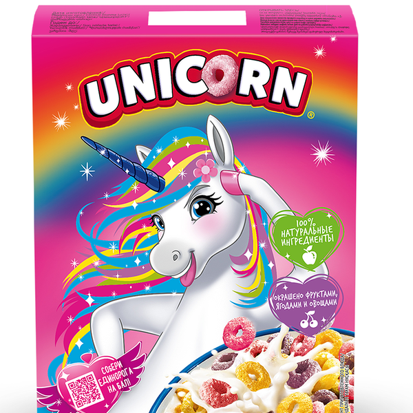 Готовый завтрак Kellogg's Unicorn Радужные колечки с фруктовым вкусом, 195 г