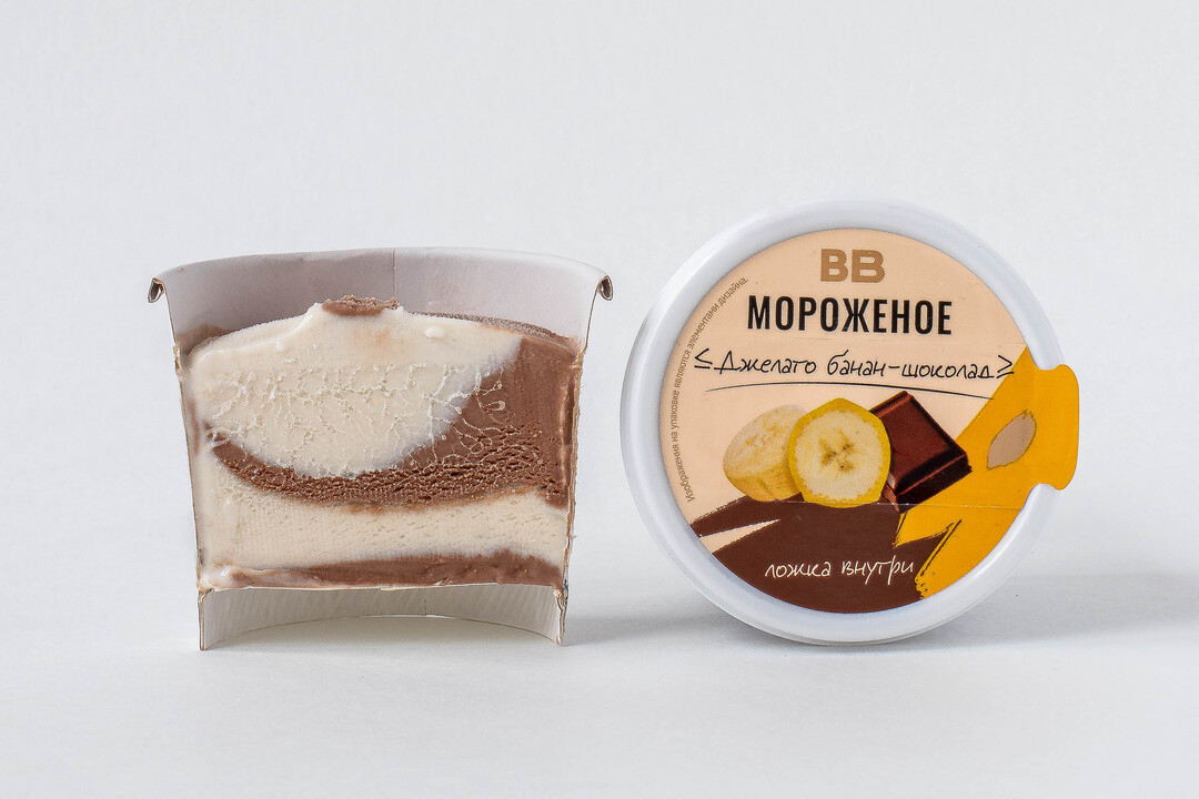 

Мороженое сливочное Джелато банан-шоколад Продукт замороженный