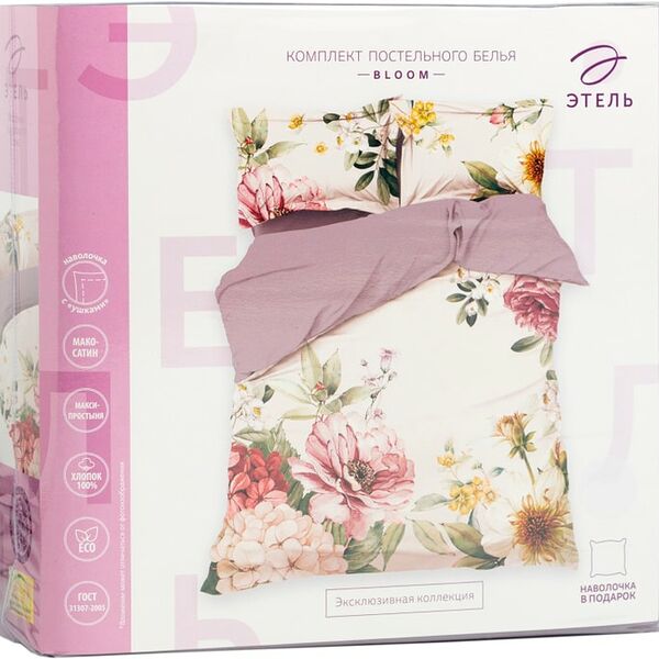 Комплект постельного белья Этель Bloom мако-сатин Евро