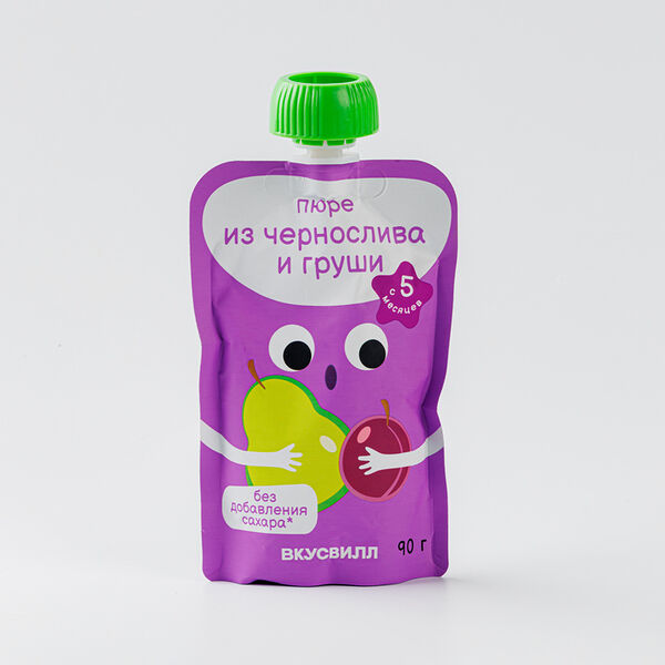Пюре из чернослива и груши, 90 г