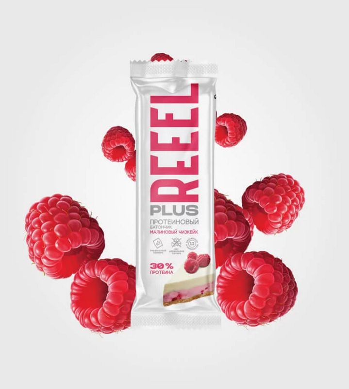 

Батончик Reeel Plus Малиновый чизкейк с высоким содержанием белка 35 г