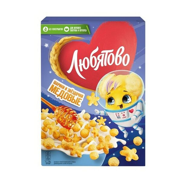 Готовый завтрак Любятово Медовые шарики и звездочки 