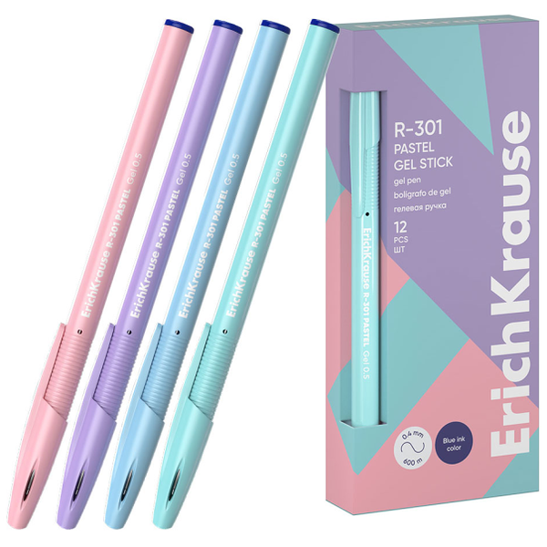 Ручка гелевая ErichKrause R-301 Gel Stick Pastel 0,5 синяя, 1 шт в ассортименте