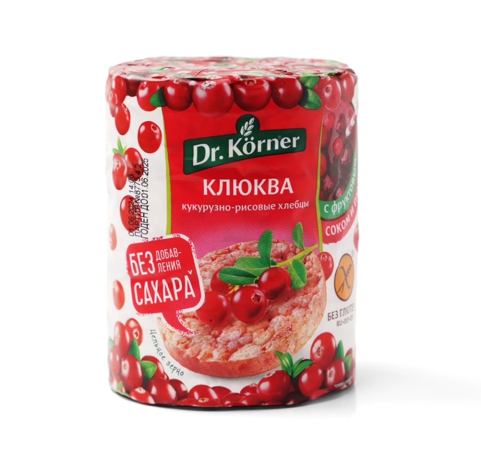 

Хлебцы кукурузно-рисовые Dr. Korner с клюквой без сахара 90 г